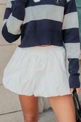 Yolanda Shorts Lined Bubbled Windbreaker Skirt (White)