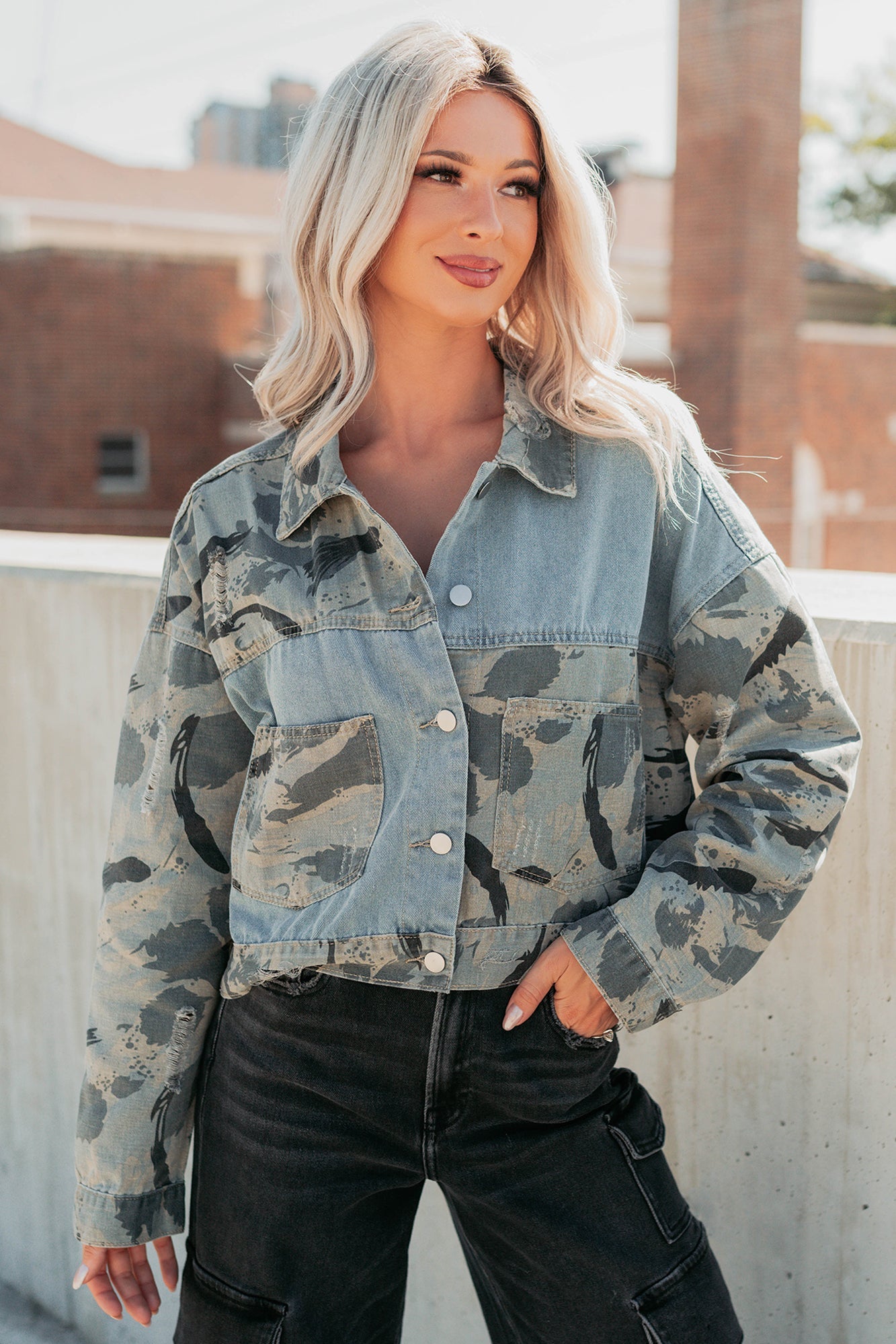 Built To Win Distressed Denim POL Jacket (Vintage Camo)