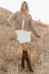 Fading Embers Stitch Sleeve Cardigan (Sand)