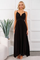 Bloom Baby Sleeveless V Neck Maxi Dress (Black)