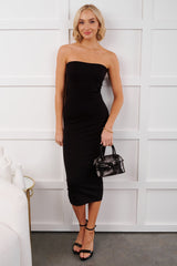 Piece Of Cake Strapless Bodycon Midi Dress (Black)