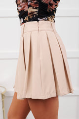 Simple & Sorted Pleated Style Mini Skirt (Taupe)