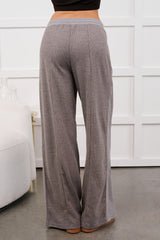 In The Daylight Contrast Tie Waffle Knit Pants (Heather Gray)