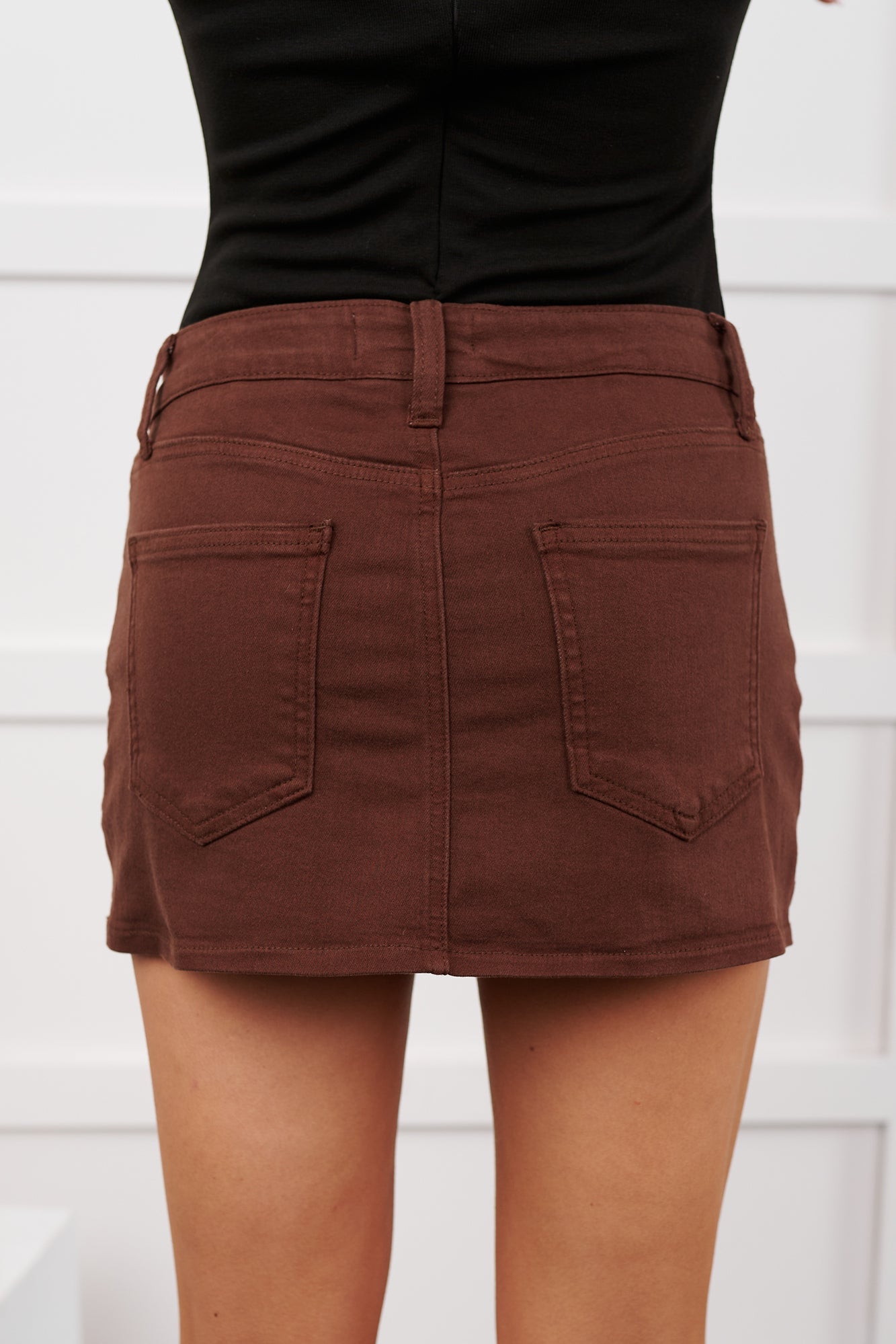 Forever In Love Denim Mini Skirt (Brown)