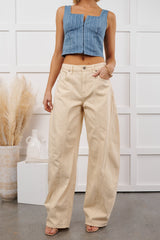 Ventura High Rise Barrel Hidden Jeans (Ecru)