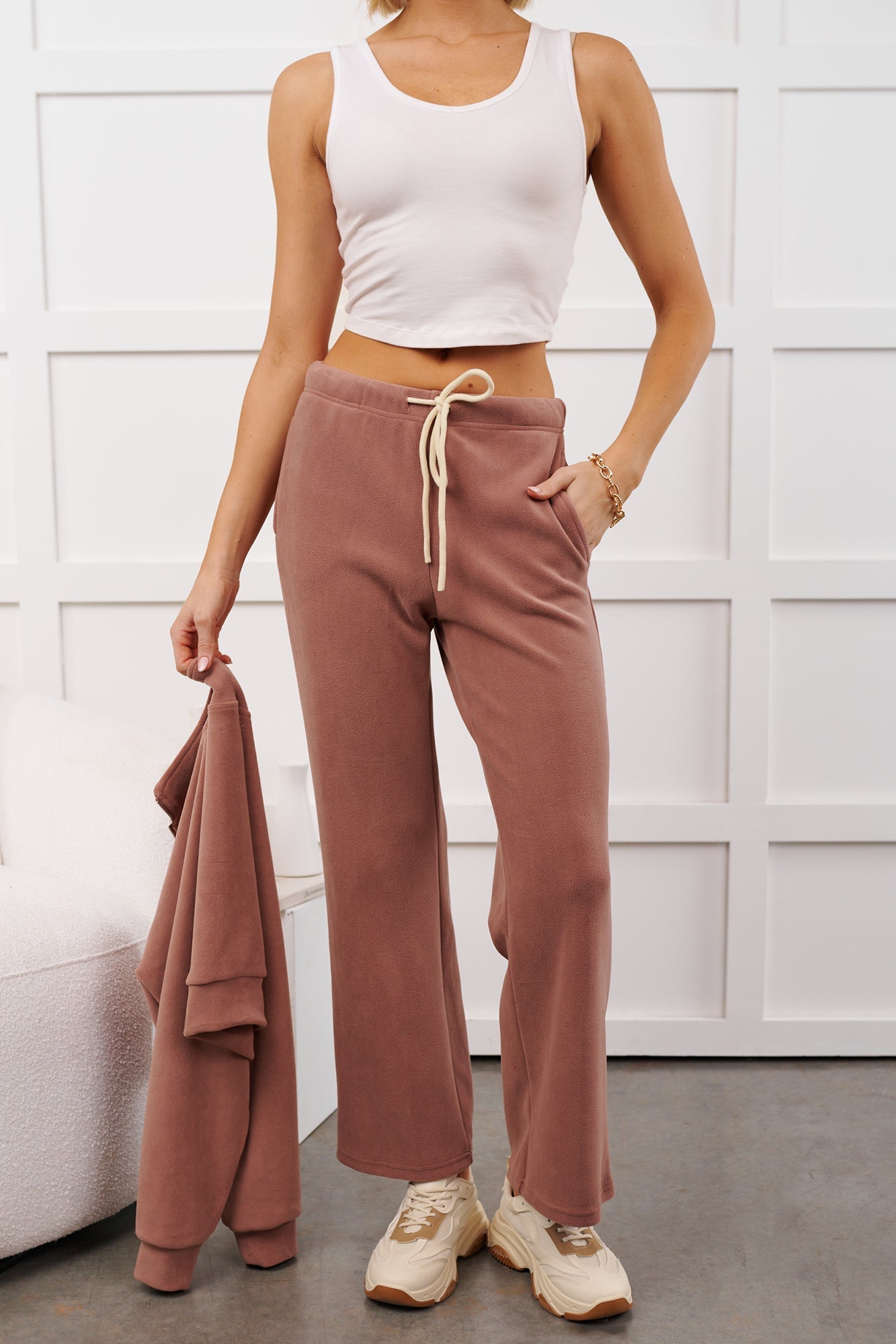 Hey Cutie Fleece Sweatpants (Wood Rose)