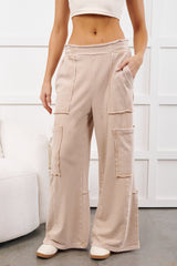 Mellow Hours Cargo Wide Leg Lounge Pants (Dark Taupe)