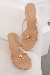 Luxe Behavior Bead Detail Strappy Heel (Beige)
