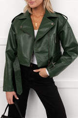 Rule Maker Faux Leather Cropped Jacket (Hunter Green)