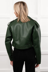Rule Maker Faux Leather Cropped Jacket (Hunter Green)