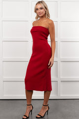 My Alter Ego Strapless Sweater Midi Dress (Red)