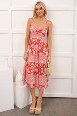 Babe Blooms Floral Sleeveless Maxi Dress (Red)