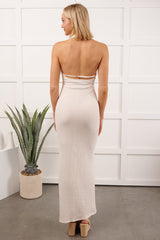 Refined Look Halter Crinkled Maxi Dress (Off-White)