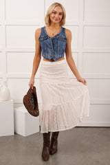 Downhome Darling Sleeveless Denim Vest (Blue Haze)
