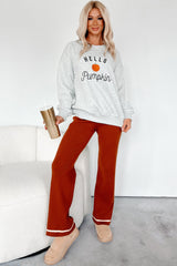 Welcoming Fall "Hello Pumpkin" Crewneck Sweater (Grey)