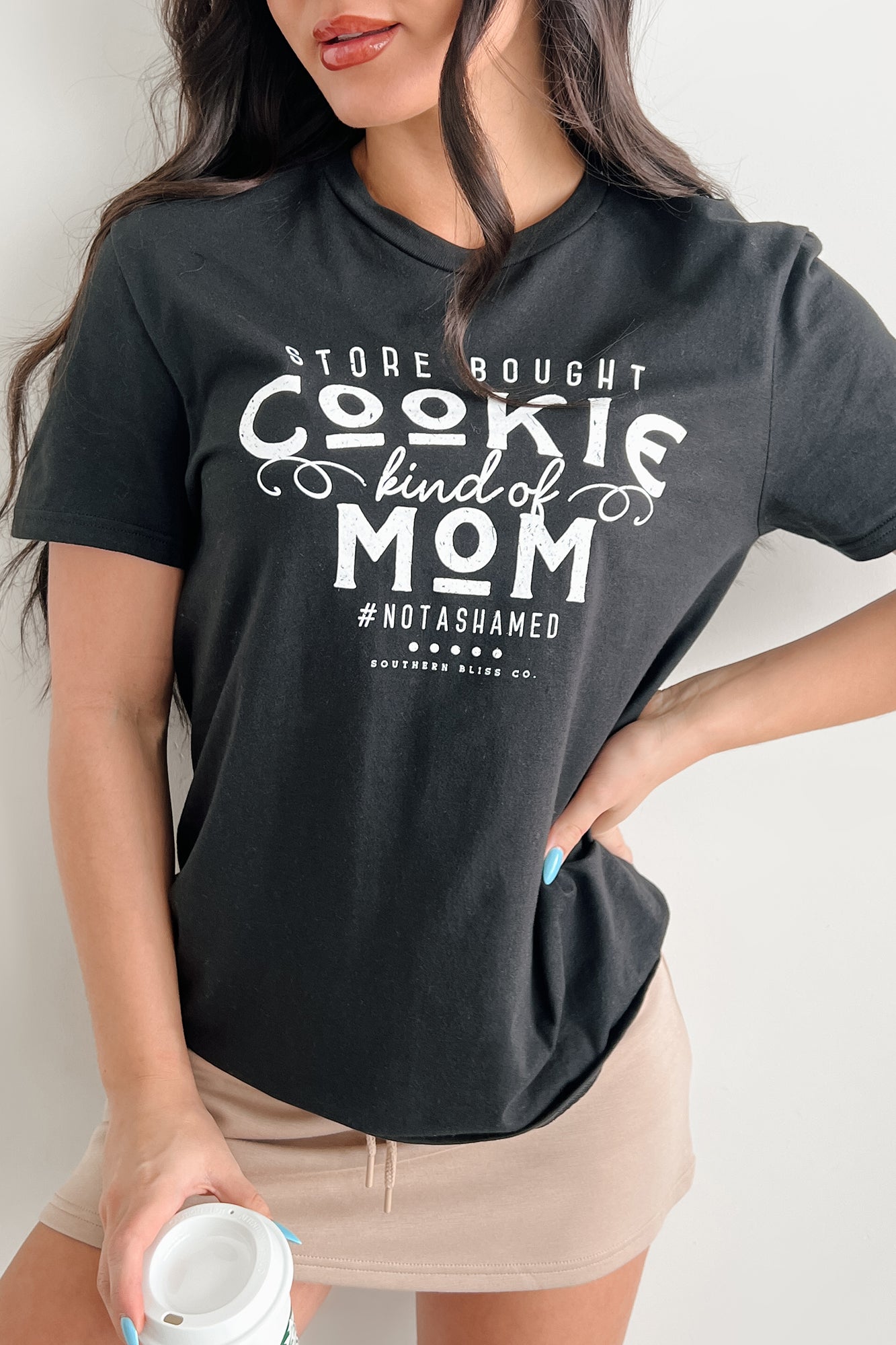 "Store Bought Cookie Kind Of Mom" Graphic T-Shirt (Black)