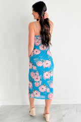 Own The Mood Sleeveless Floral Midi Dress (Teal)