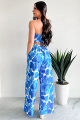 Wandering Freely Two-Piece Bandeau Pant Set (Blue)