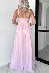 Shades Of Lovely Contrast Top Wide Leg Jumpsuit (Pink)