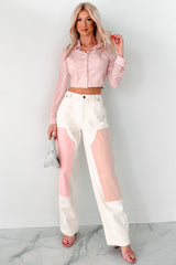Sheer Passion Faux Leather Blouse (Pink)