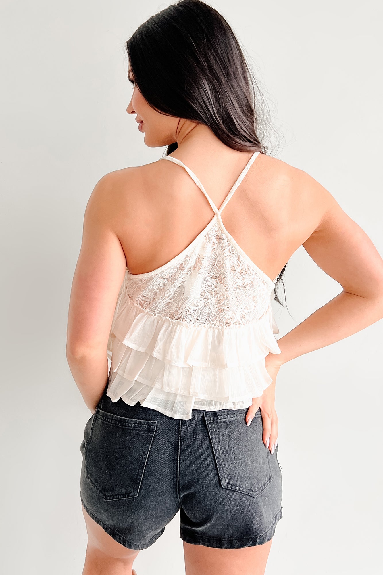 Just Might Be Love Tiered Ruffle Tank Top (Cream)