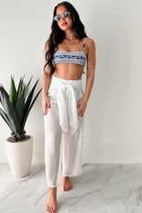 In Full Swing Wide Leg Linen Pants (White)