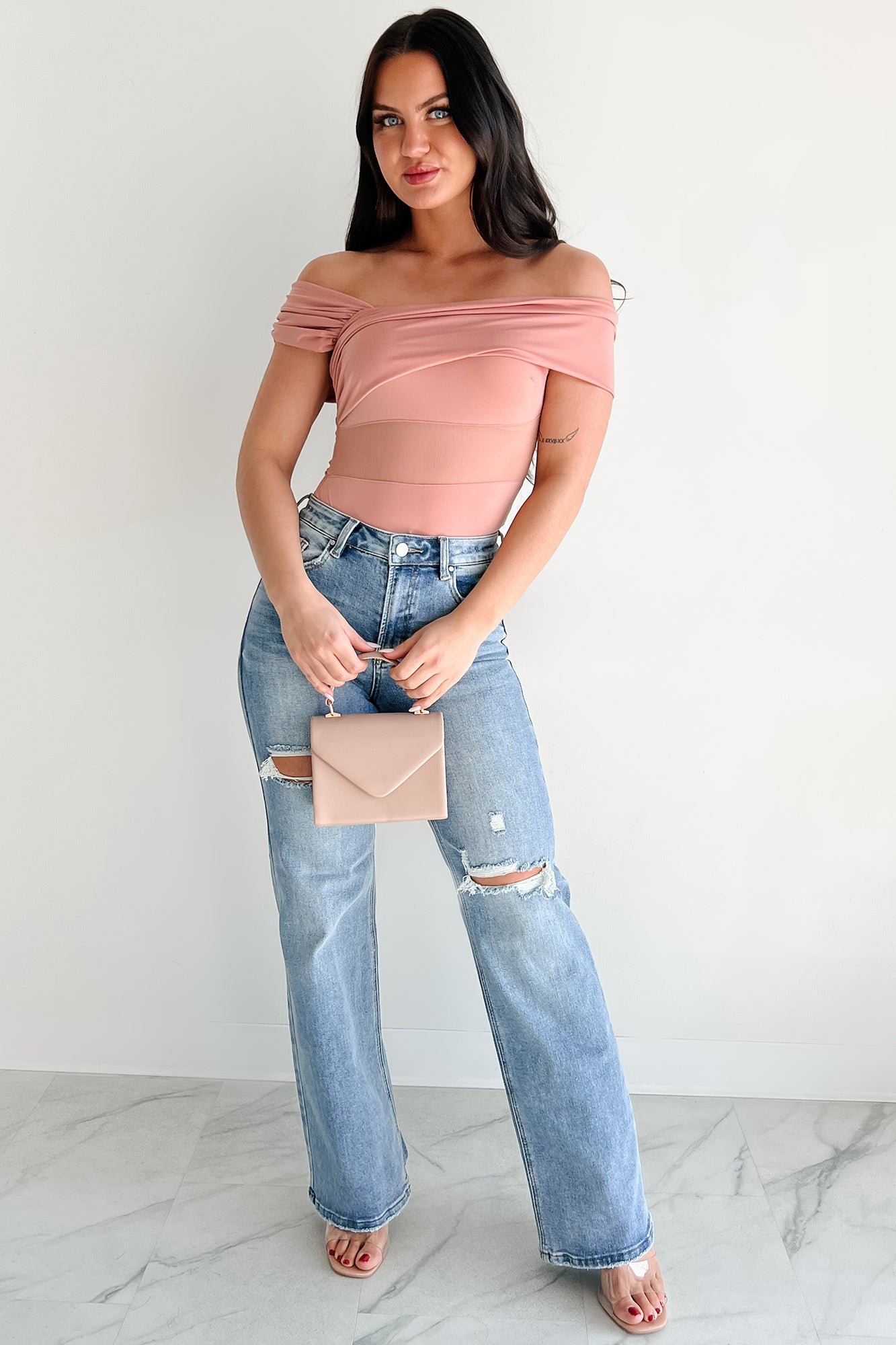 Heartfelt Moments Asymmetric Bodysuit (Mauve)