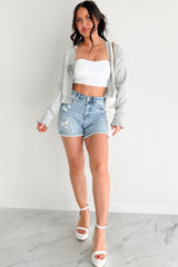 Comfortable Confidence Ruffle Knit Cardigan (Grey)