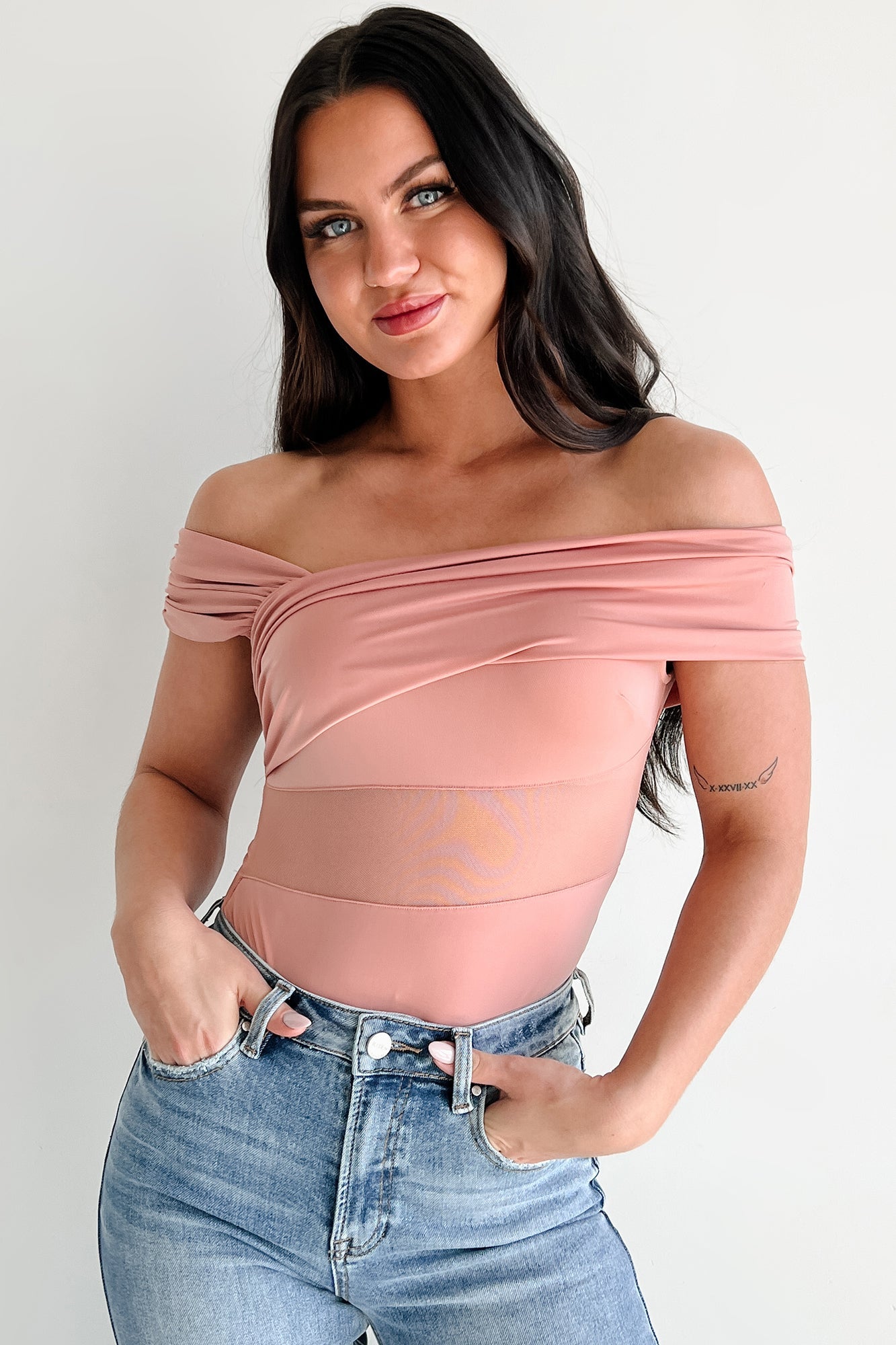 Heartfelt Moments Asymmetric Bodysuit (Mauve)