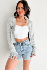 Comfortable Confidence Ruffle Knit Cardigan (Grey)