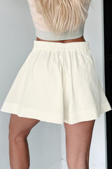 Elaborate Stories Textured High Waist Shorts (Ivory)