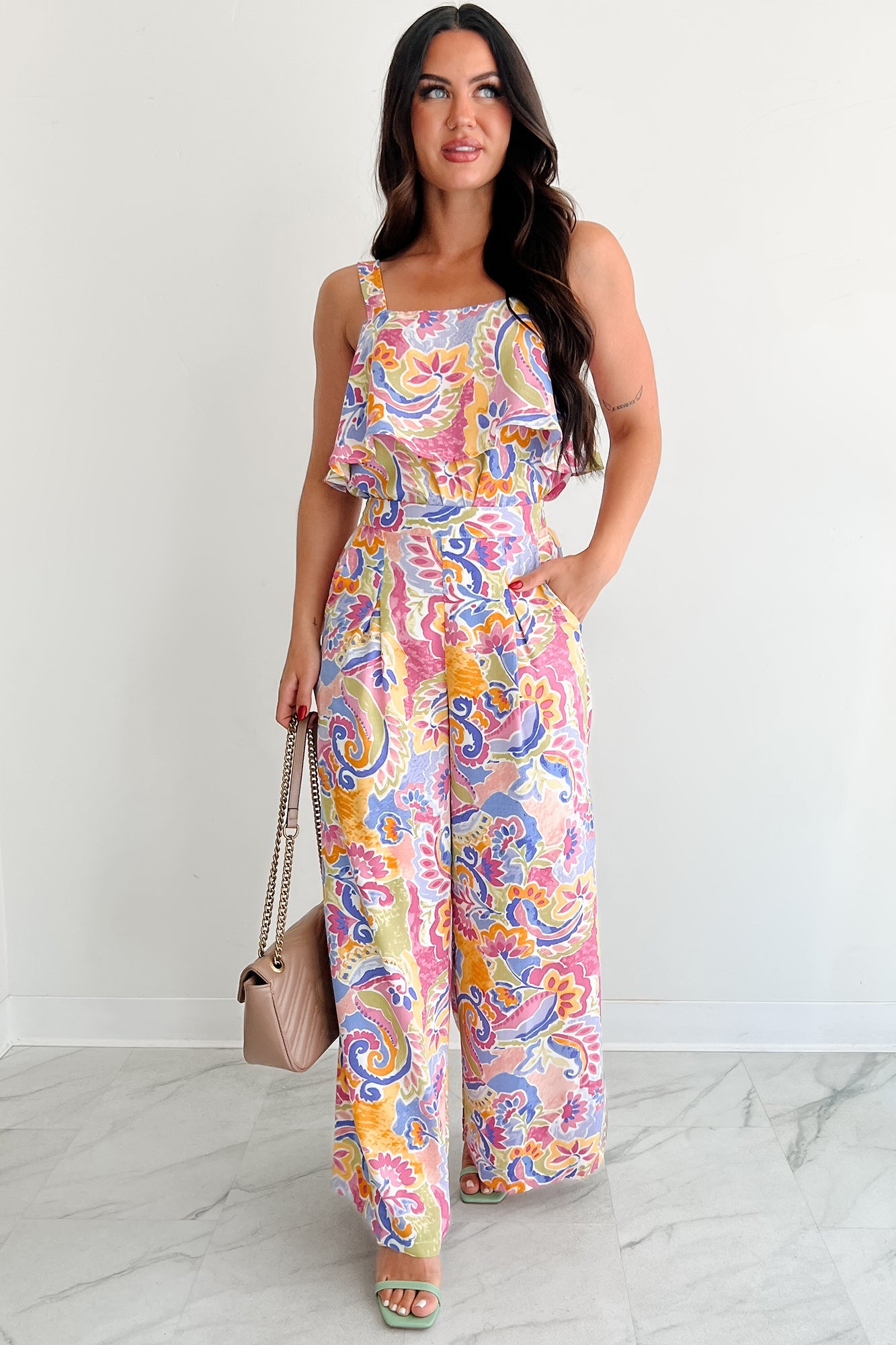 Braelynn Tiered Paisley Print Tank Top (Multi)