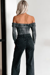 Kora Off The Shoulder Bodysuit (Black/Grey)