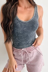 Bare Essentials Ribbed Sleeveless Top (Ash Black)