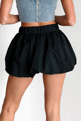 Yolanda Shorts Lined Bubbled Windbreaker Skirt (Black)