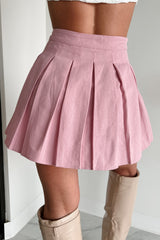 Waiting On Forever Pleated Mini Skirt (Pink)
