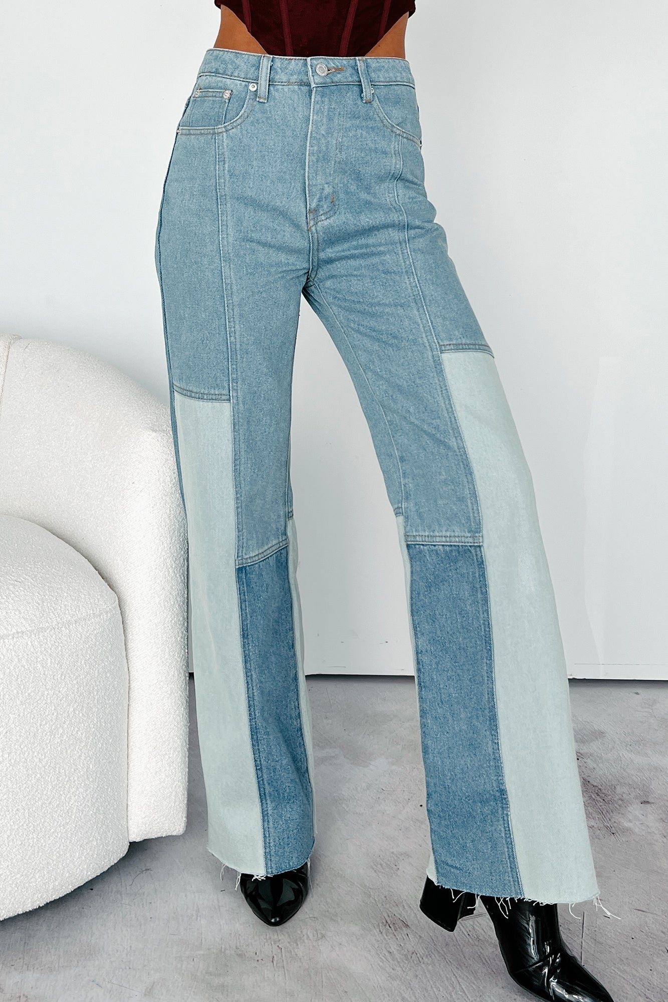 Fueled By Art High Rise Colorblock Jeans (Denim Multi)