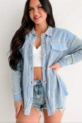 Winning Big Oversized Gauze Shacket (Denim)