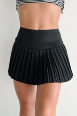 Play Like A Pro High Rise Pleated Tennis Skirt (Black)