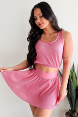 Summer Nights Crop Top & Mini Skirt Set (Pink)