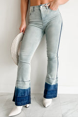 Jett High Rise Dip Dye Indigo Reign Flare Jeans (Light Wash)