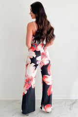 Peony Promise Sleeveless Floral Jumpsuit (Black/Multi)