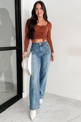 Ella Star Front Seam Wide Leg Judy Blue Jeans (Medium)