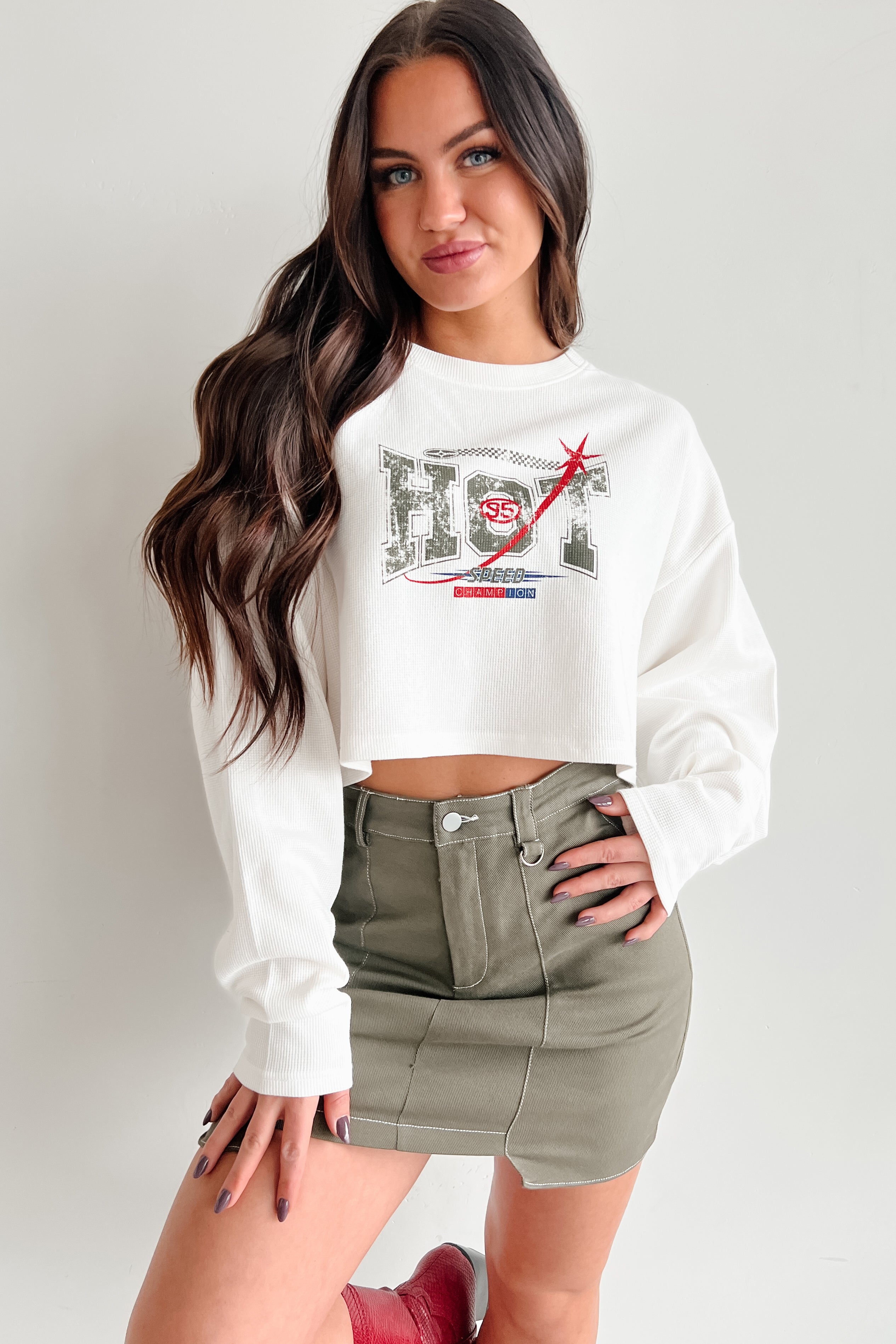 "Hot Speed Champion" Thermal Graphic Top (Ivory)