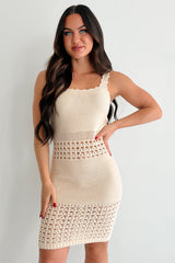 Calm & Cute Sleeveless Crochet Midi Dress (Taupe)