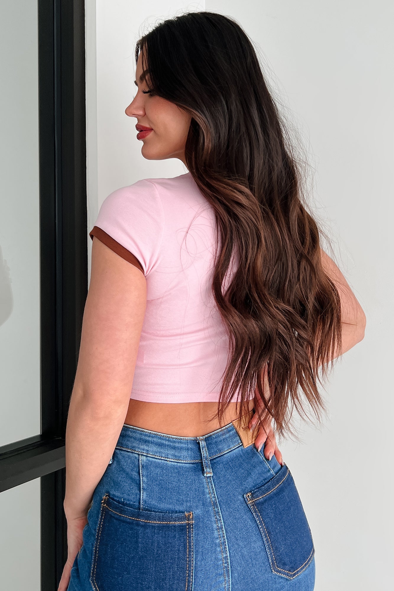 "See You, Cowboy" Embroidered Tee (Strawberry)