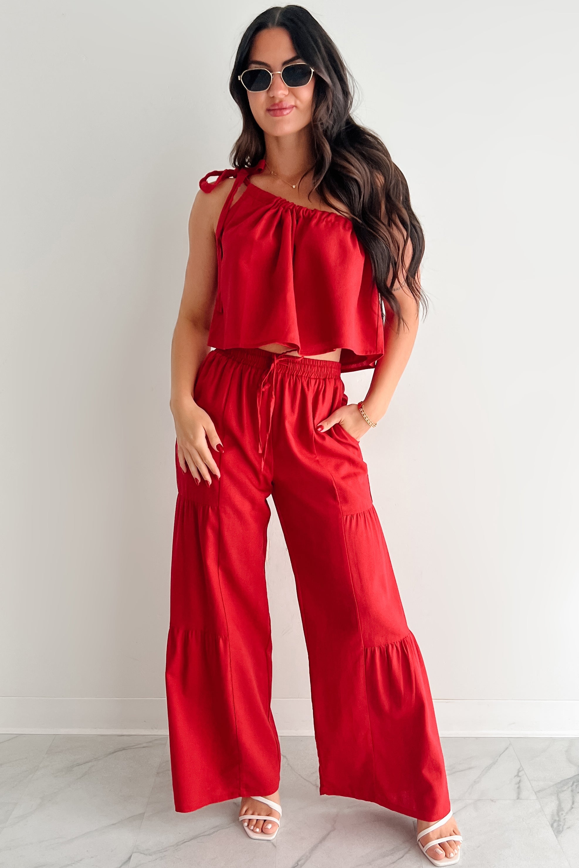 Too Saucy One Shoulder Top (Red)
