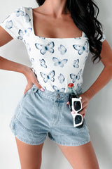 Everyday Happiness Butterfly Print Top (White/Butterfly)