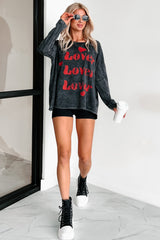Be My "Lover" Acid Wash Graphic Top (Charcoal)
