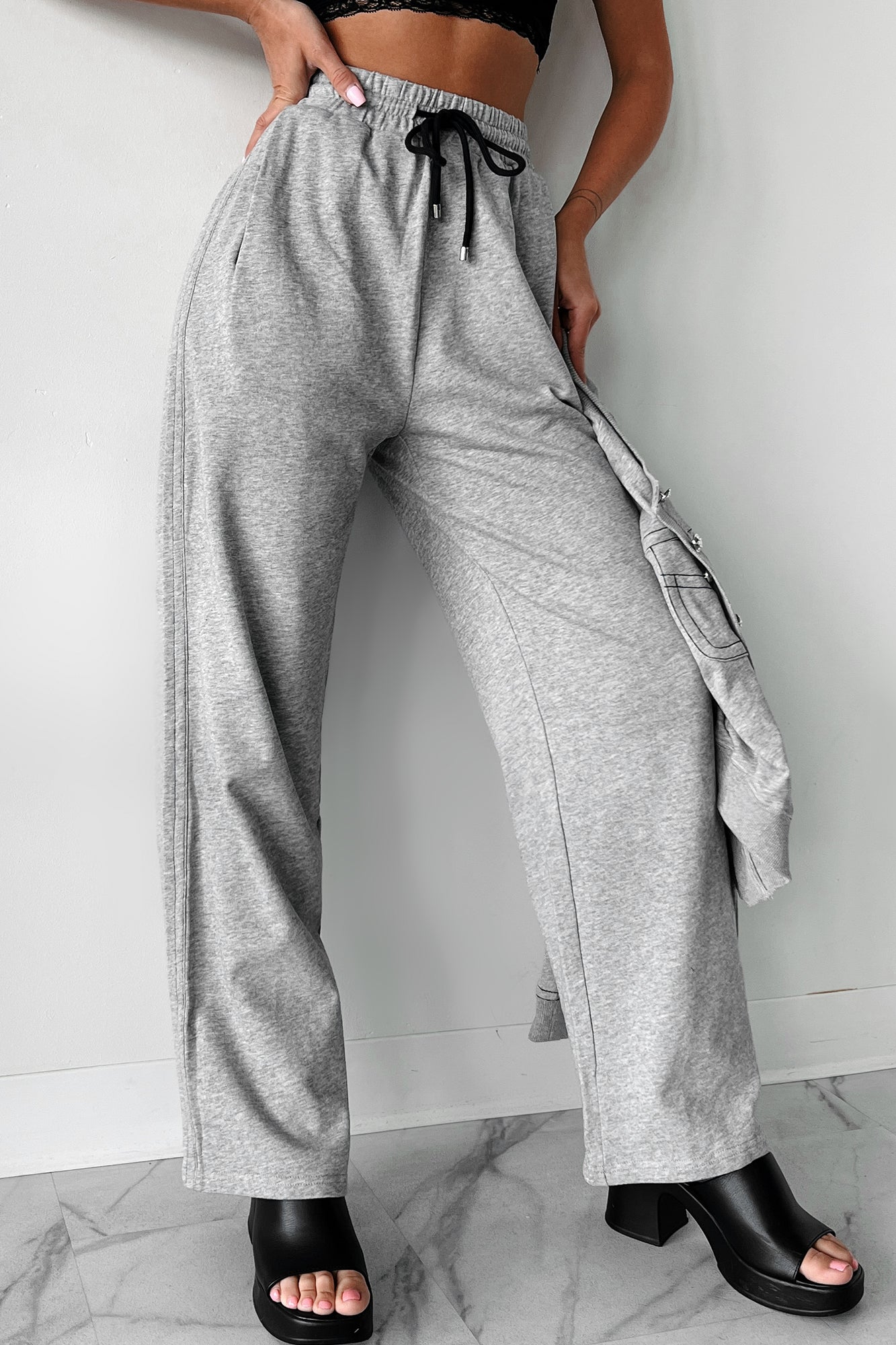 Caledon Drawstring Waist Sweatpants (Melange Grey)
